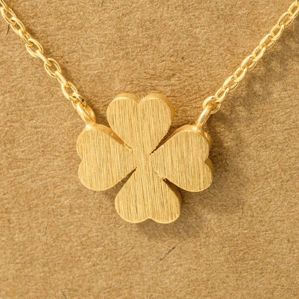 Fame Accessories - Mini Clover Pendant Necklace: G