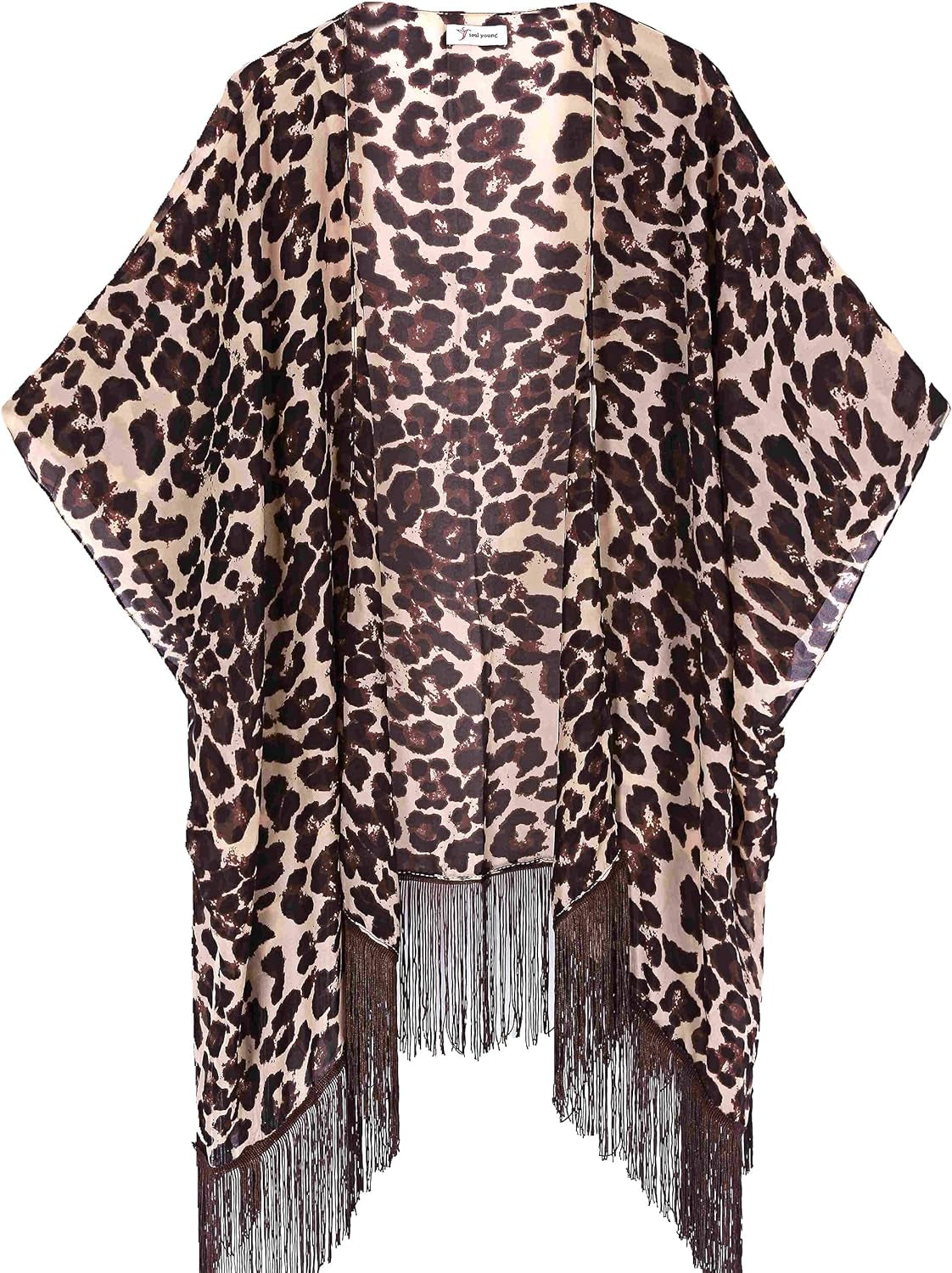 Women'S Floral Kimono Cover up - Lightweight Leopard Chiffon Beachwear for Bikini,Cardigan and Swimwear