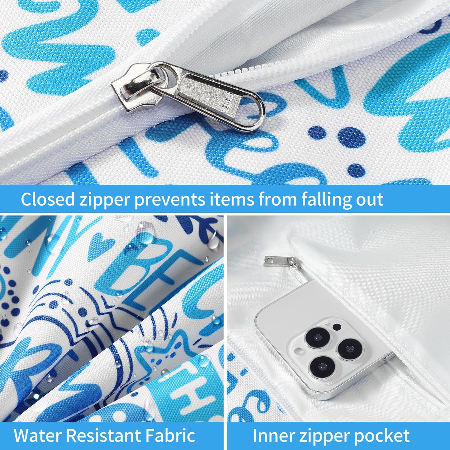 Beach Bags for Women - Large Beach Tote Bag, Women Sandproof Pool Bag for Pool Gym Grocery Travel