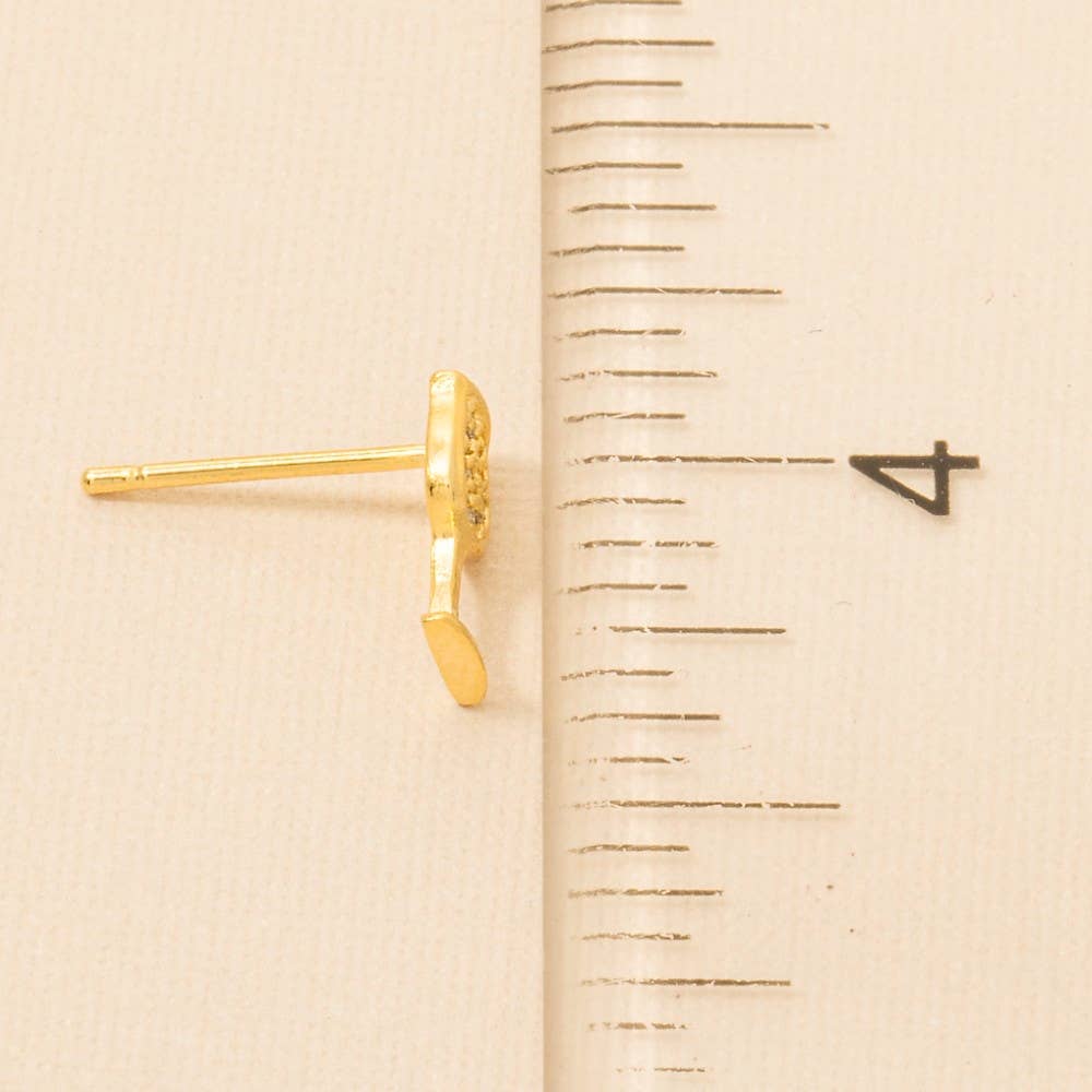 Fame Accessories - Gold Dipped Mini Pave Wine Glass Stud Earrings: G