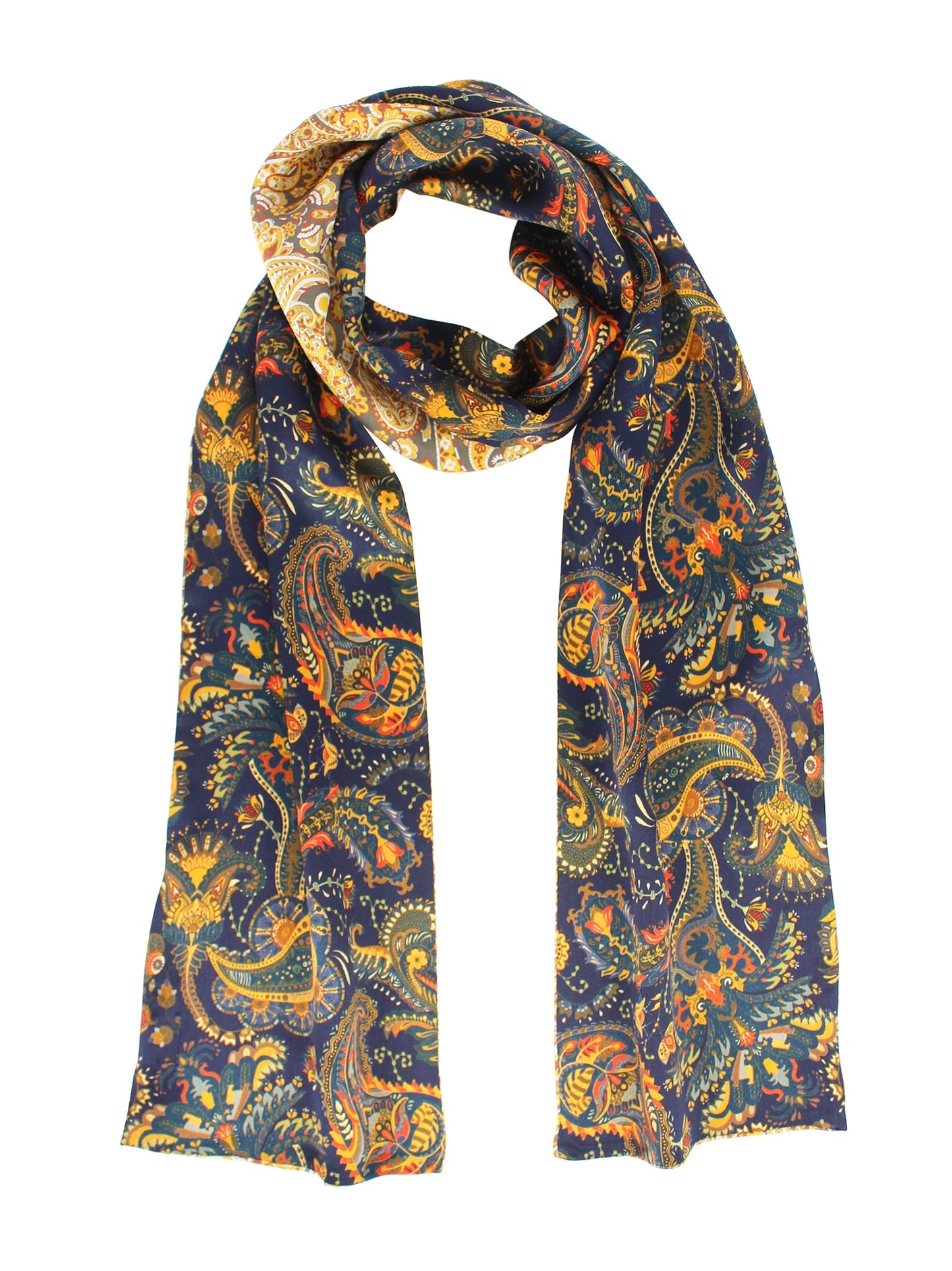 ANDANTINO 100% Silk Scarf for Women 59”*6.3” Long Shawls for Headscarf and Neck- Oblong Hair Wraps with Gift Packed