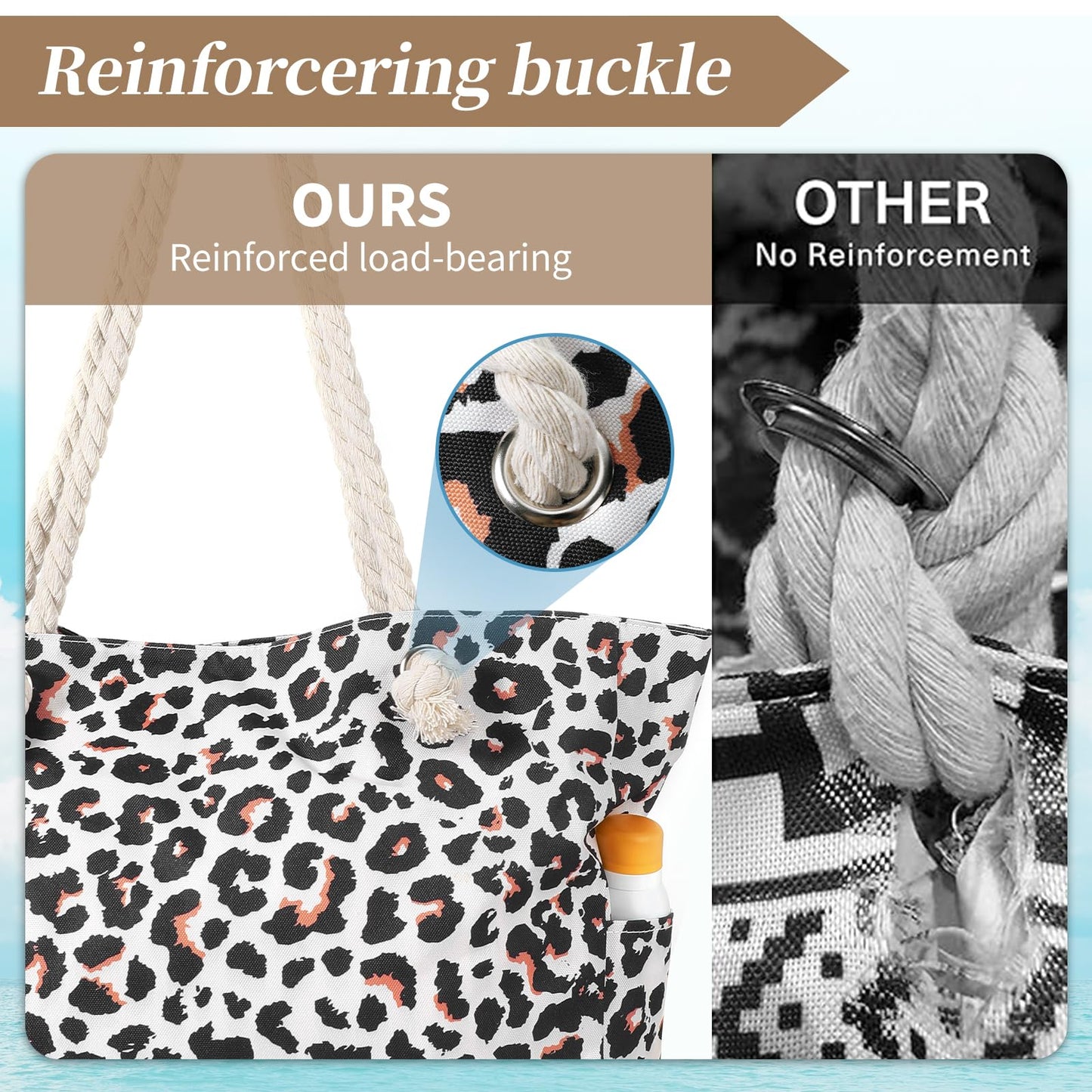 Beach Bags for Women - Large Beach Tote Bag, Women Sandproof Pool Bag for Pool Gym Grocery Travel