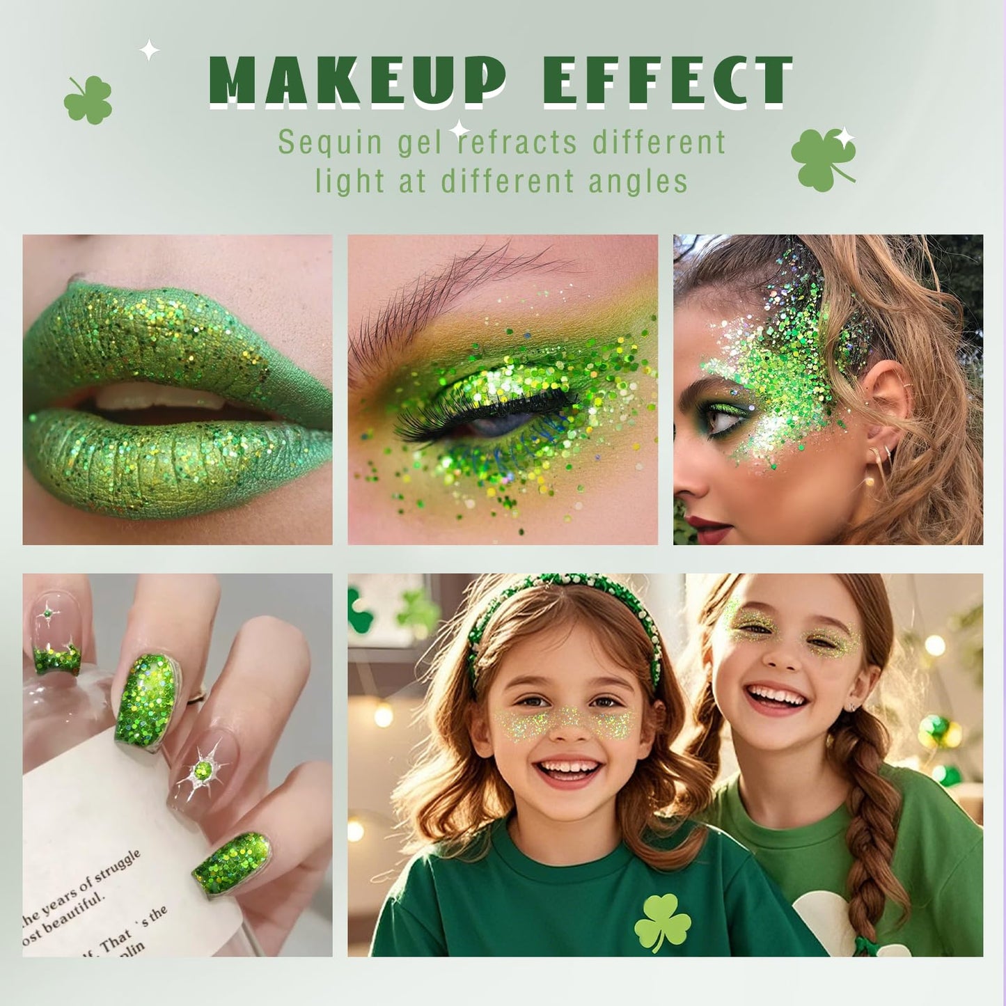 Roll-on Holographic Body Glitter Gel for Face Hair, Chameleon Color Changing Glitter Gel Under Light, Chunky Mermaid Sequins Festival Party Rave Accessories Shimmer Makeup (8# Sparkling Pink)