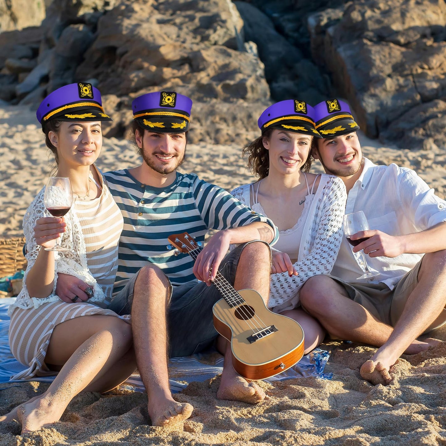 dodowin Captain Hat for Men Women Adjustable Sailor Hats Boat Cruise Yacht Rock Party Costume Beach Essential Hawaiian Outfit