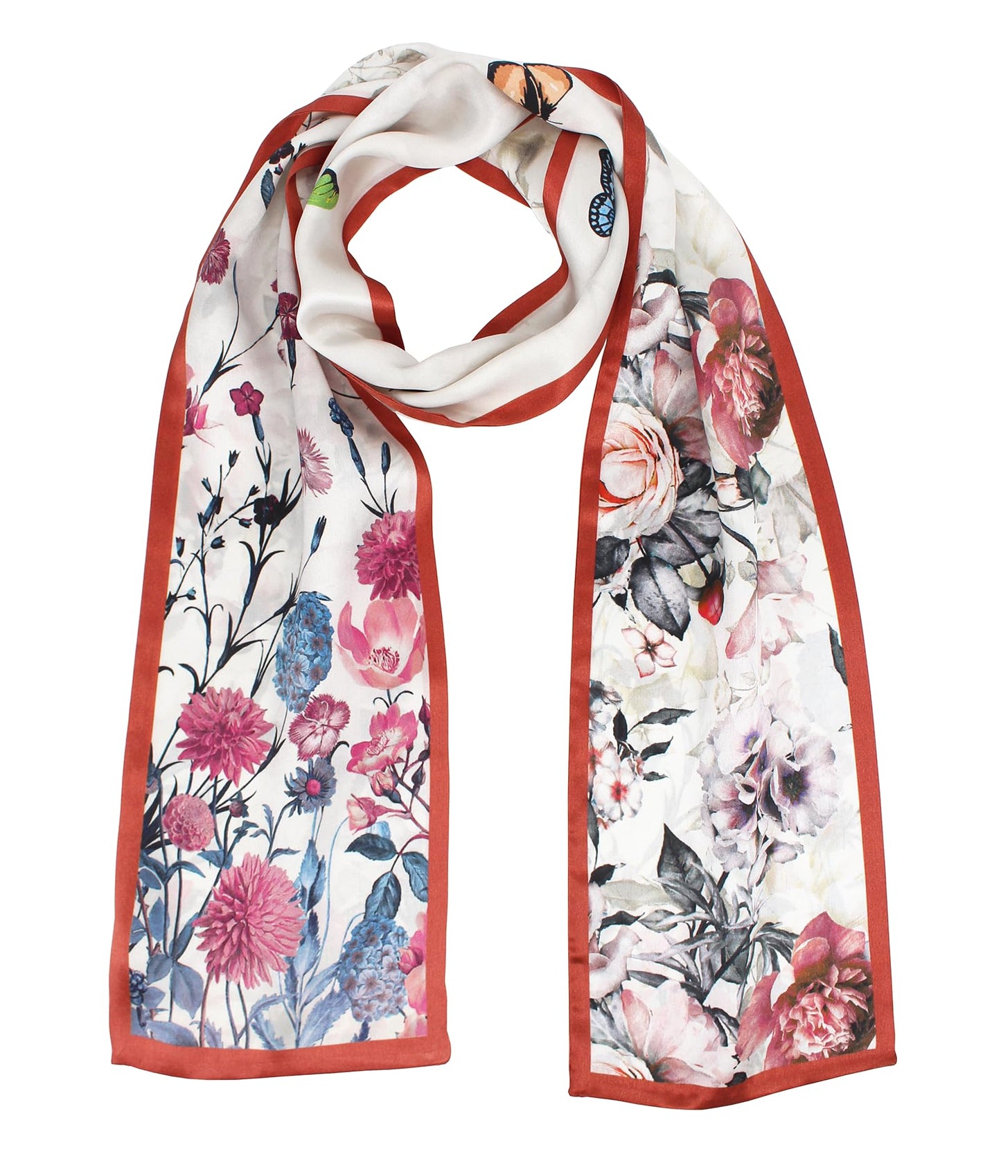 ANDANTINO 100% Silk Scarf for Women 59”*6.3” Long Shawls for Headscarf and Neck- Oblong Hair Wraps with Gift Packed