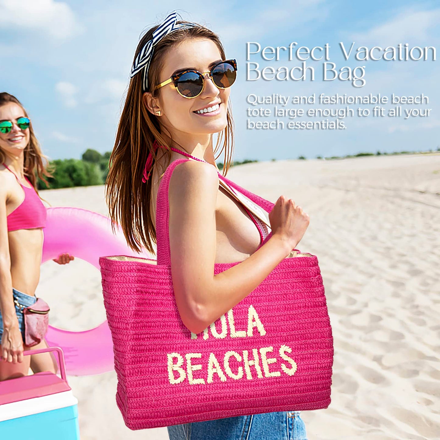 A Packable Beach Bag | The Straw Beach Tote Bag of 2025 | Beach Bags for Women Vacation | Large Beach Bag
