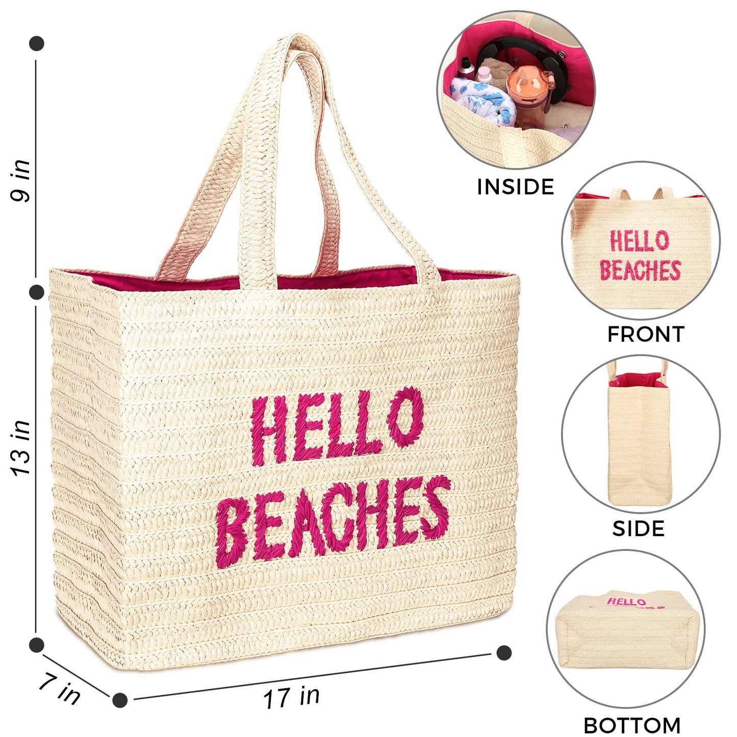 A Packable Beach Bag | The Straw Beach Tote Bag of 2025 | Beach Bags for Women Vacation | Large Beach Bag