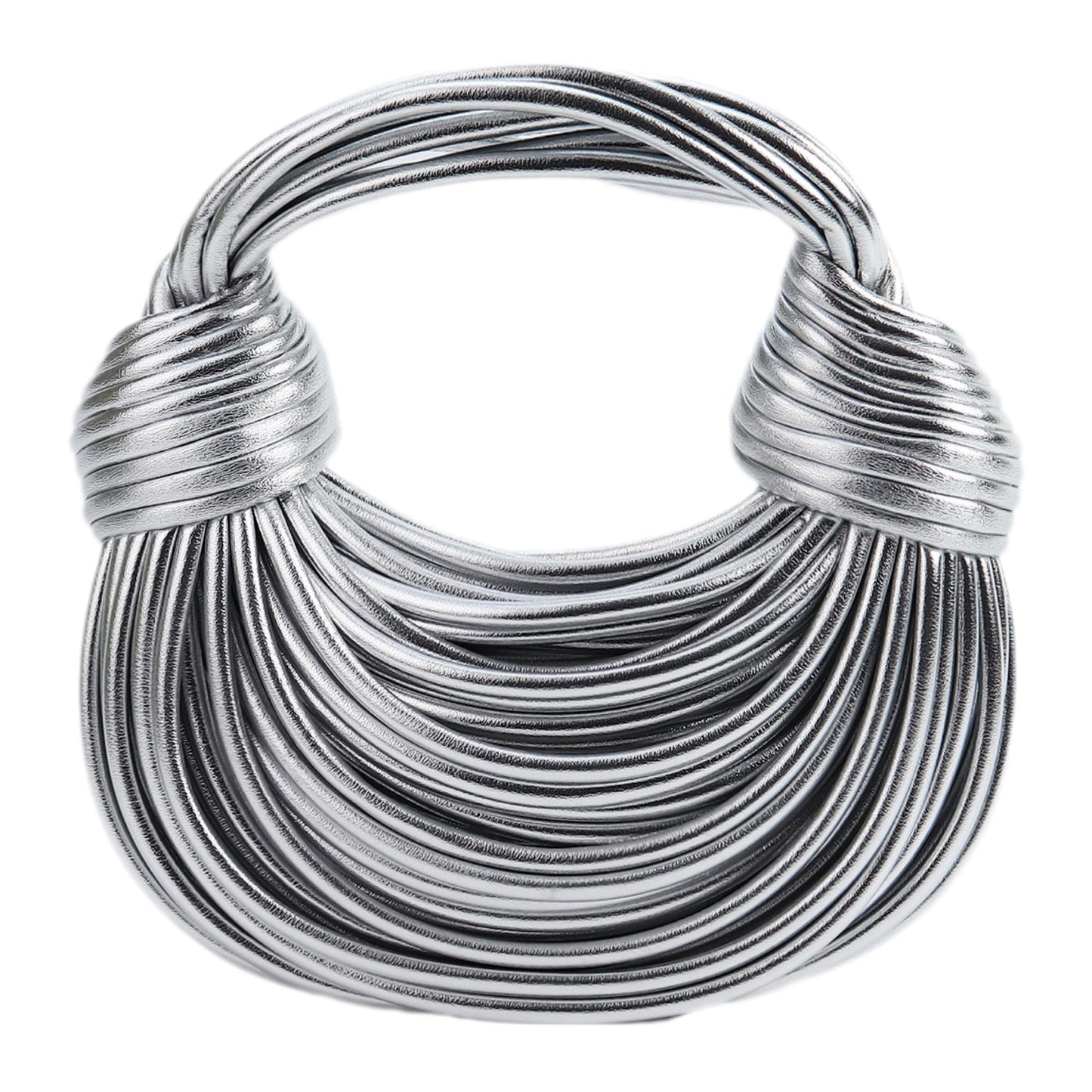 Woven Crossbody Bag for Women, Small Leather Clutch Purse Knotted Bread Handbag Top Handle Noodles Shoulder Bag.