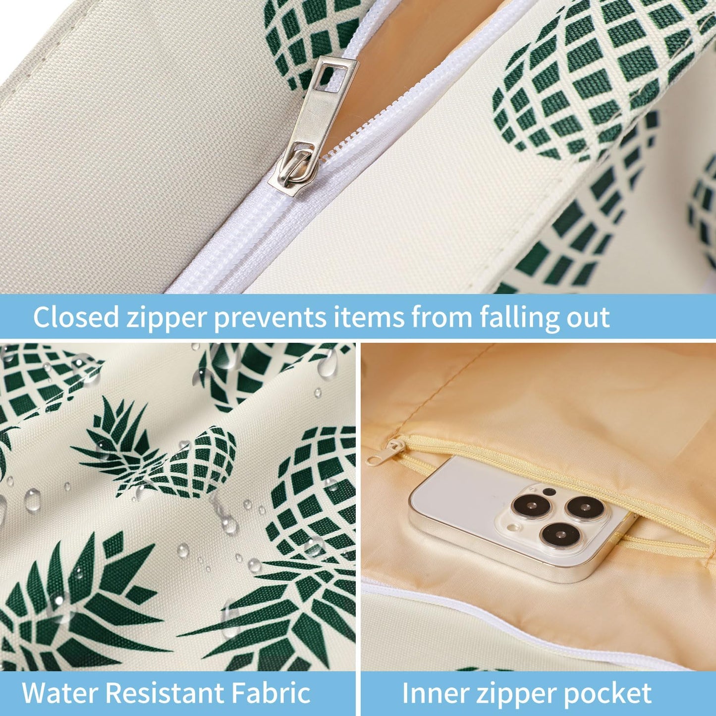 Beach Bags for Women - Large Beach Tote Bag, Women Sandproof Pool Bag for Pool Gym Grocery Travel