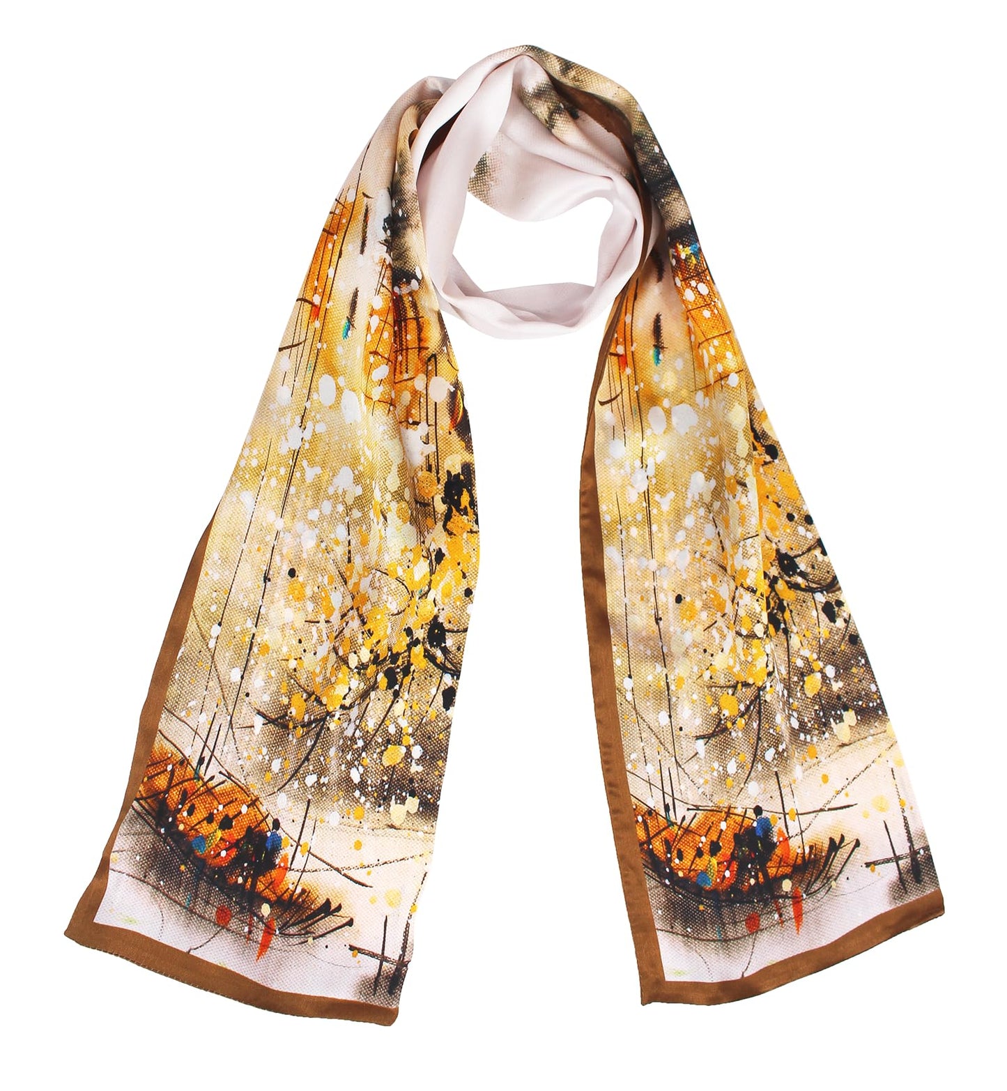 ANDANTINO 100% Silk Scarf for Women 59”*6.3” Long Shawls for Headscarf and Neck- Oblong Hair Wraps with Gift Packed