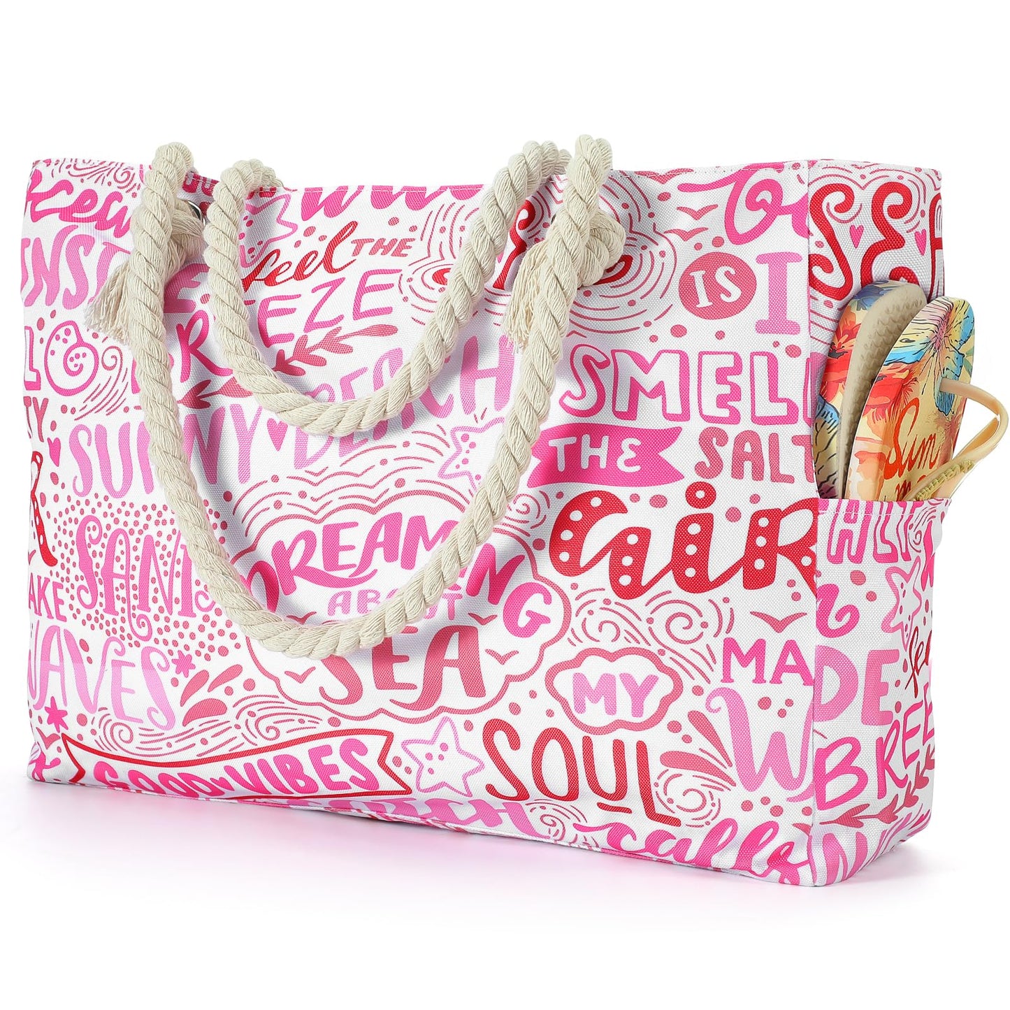 Beach Bags for Women - Large Beach Tote Bag, Women Sandproof Pool Bag for Pool Gym Grocery Travel