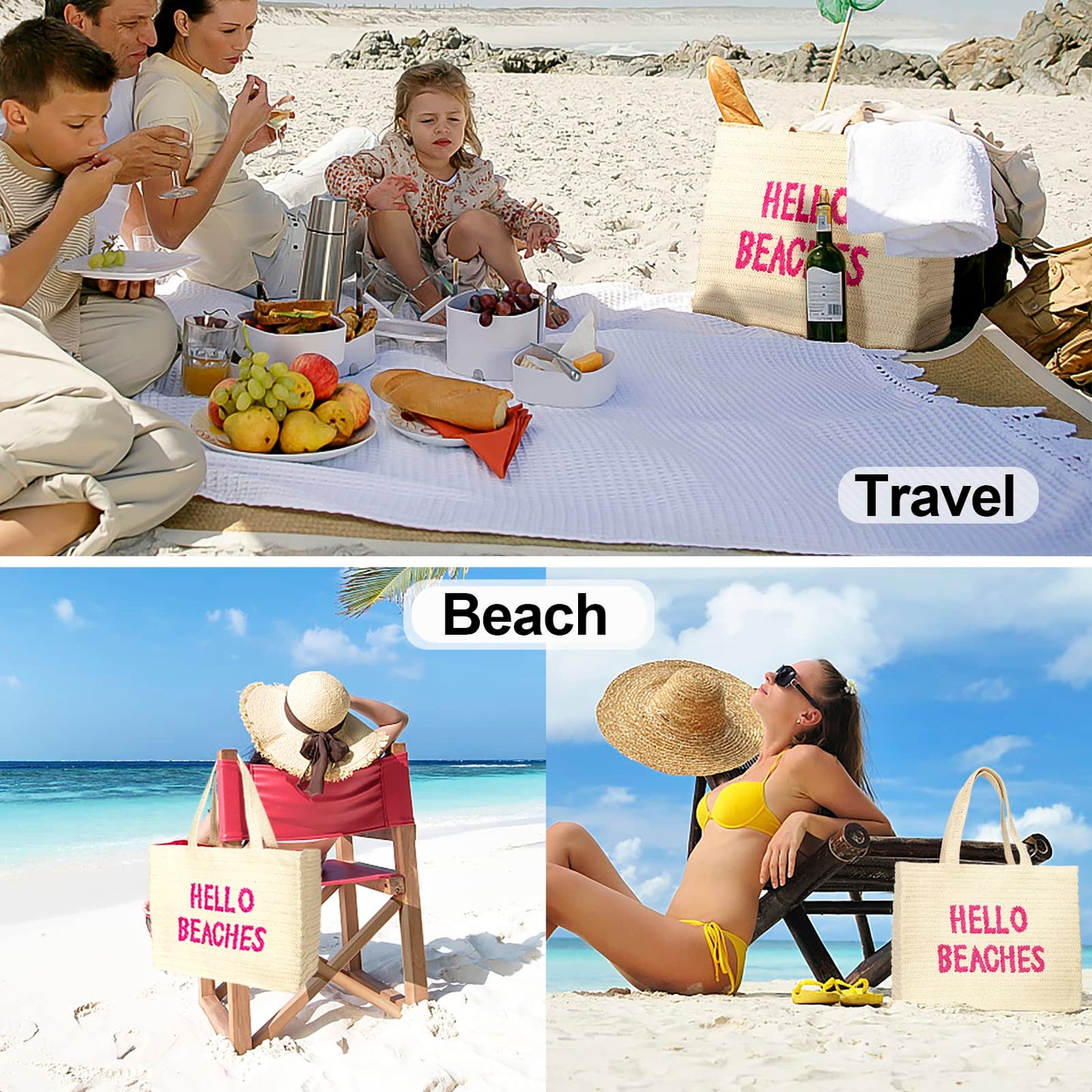 A Packable Beach Bag | The Straw Beach Tote Bag of 2025 | Beach Bags for Women Vacation | Large Beach Bag