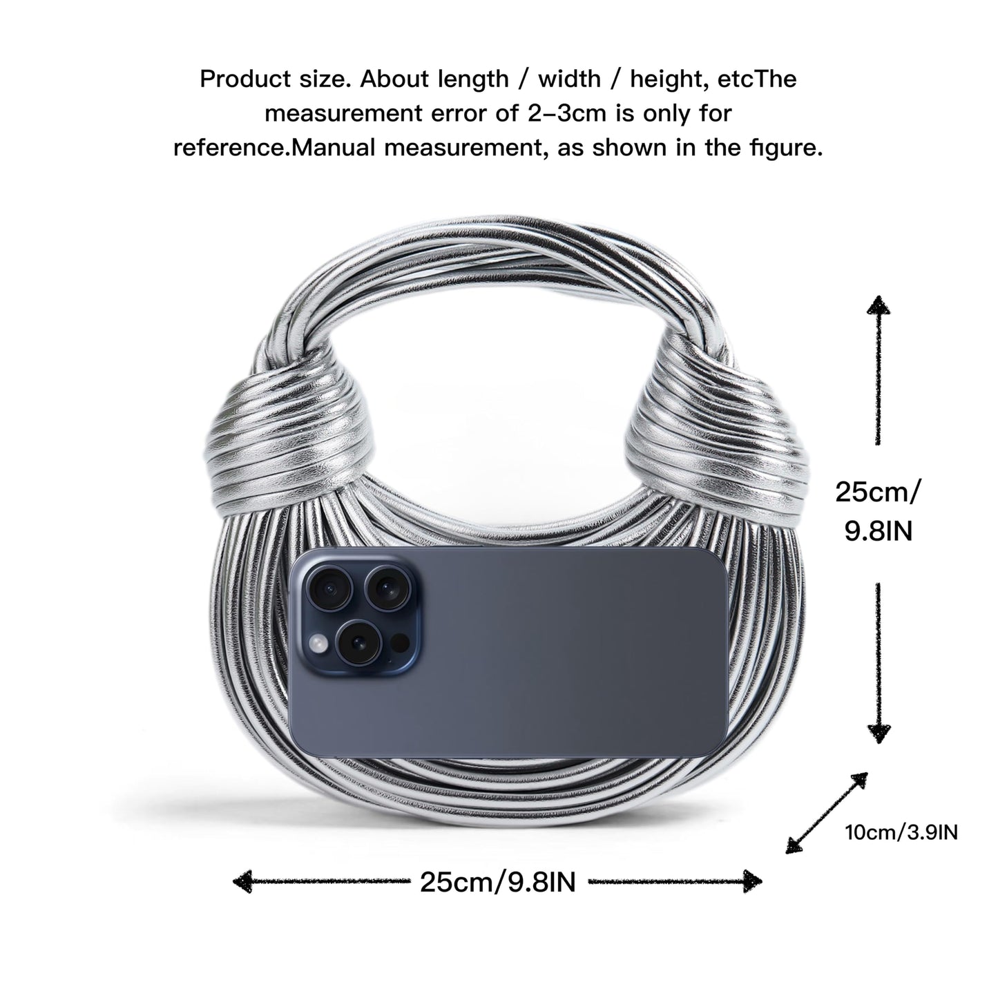 Woven Crossbody Bag for Women, Small Leather Clutch Purse Knotted Bread Handbag Top Handle Noodles Shoulder Bag.