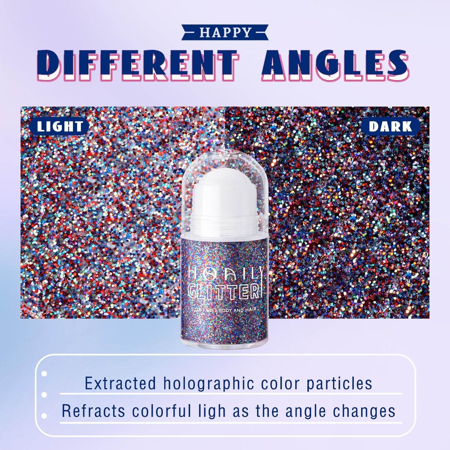 Roll-on Holographic Body Glitter Gel for Face Hair, Chameleon Color Changing Glitter Gel Under Light, Chunky Mermaid Sequins Festival Party Rave Accessories Shimmer Makeup (8# Sparkling Pink)