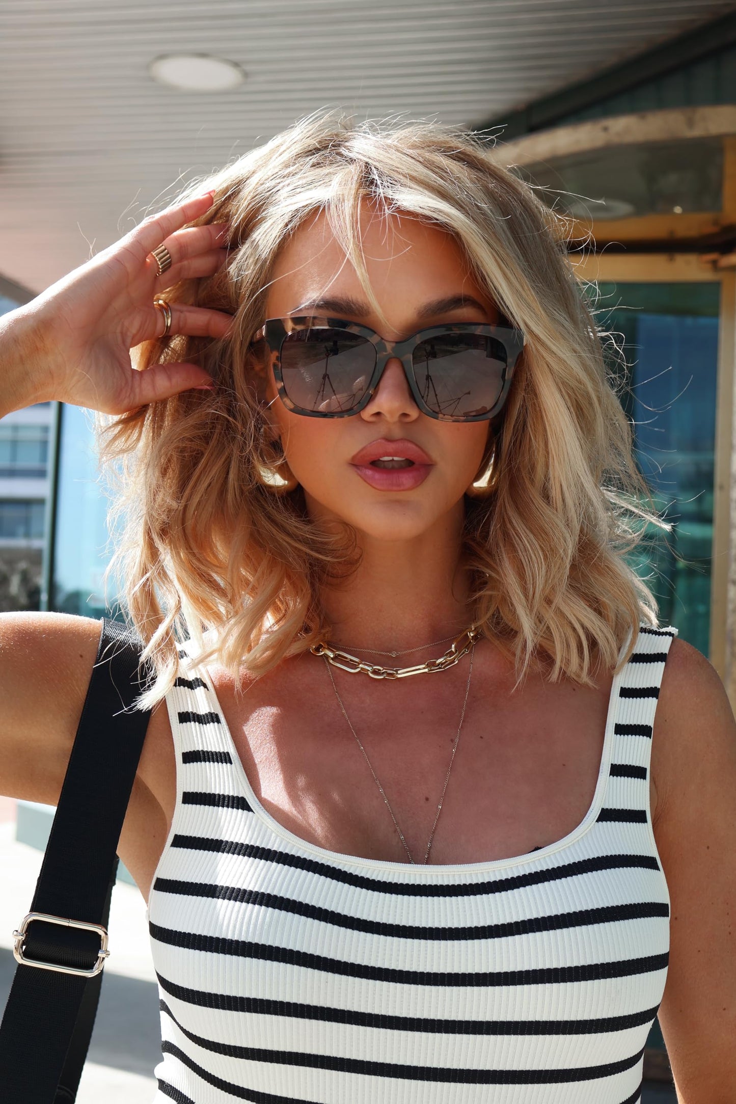 DIFF Bella Designer Square Oversized Sunglasses for Women UV400 Protection, Tortoise frame w/giftable travel case