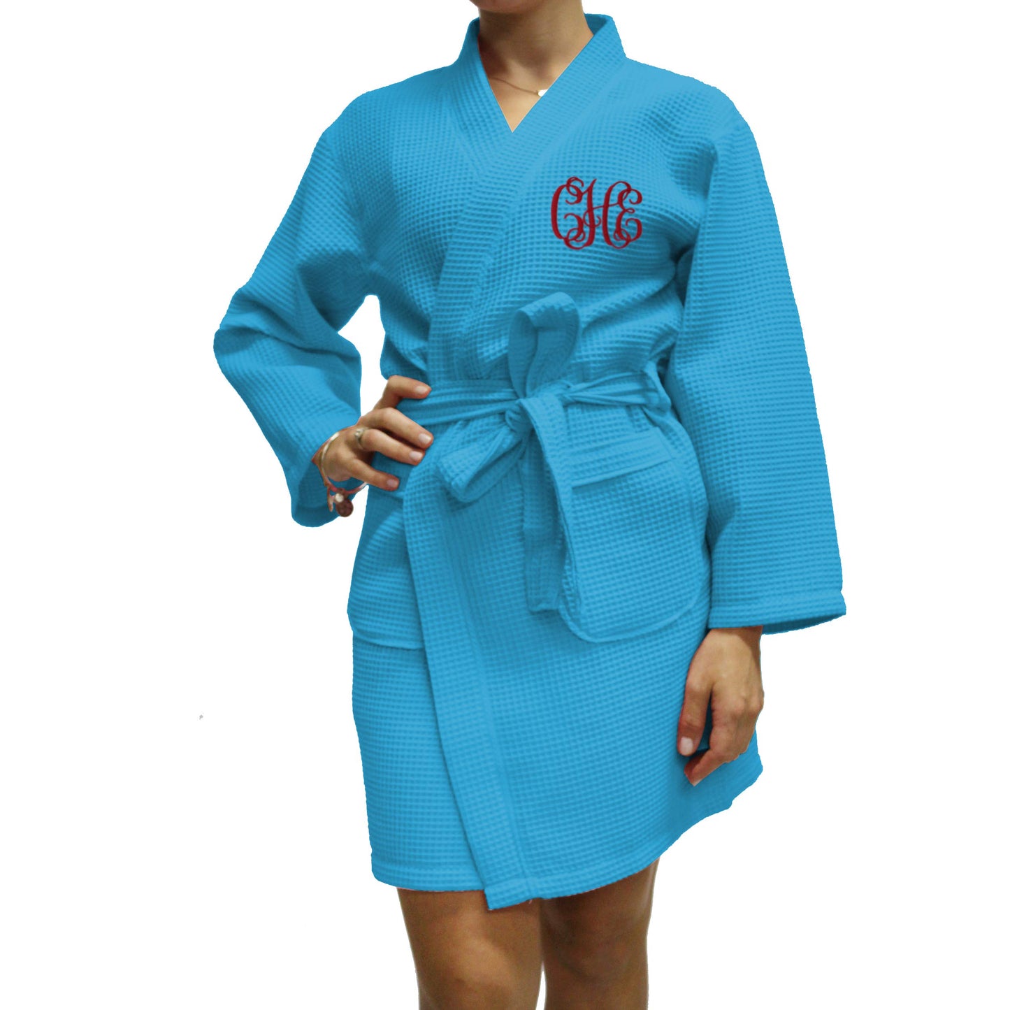 Personalized Waffle Bridesmaid Kimono Robe - Wedding Bridal Party Robes - Women's Bathrobe - Custom Monogrammed