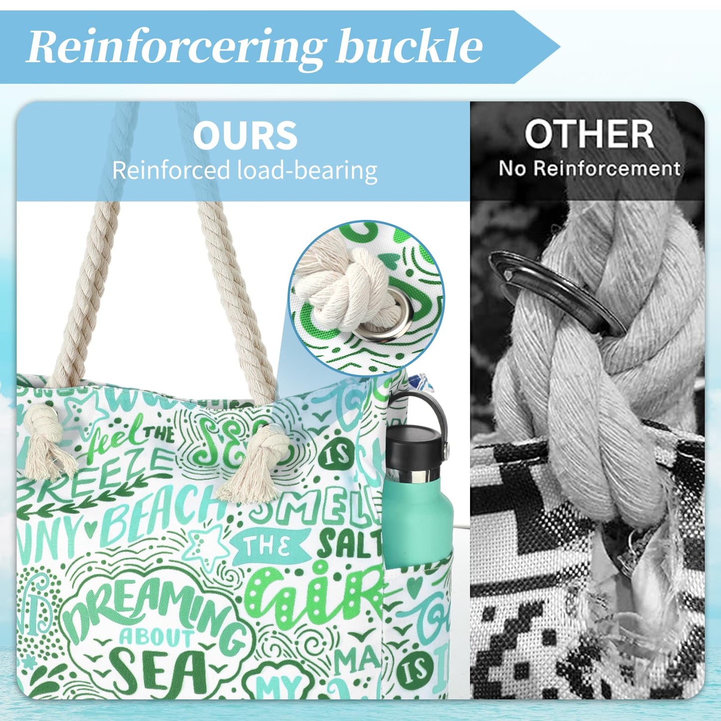 Beach Bags for Women - Large Beach Tote Bag, Women Sandproof Pool Bag for Pool Gym Grocery Travel