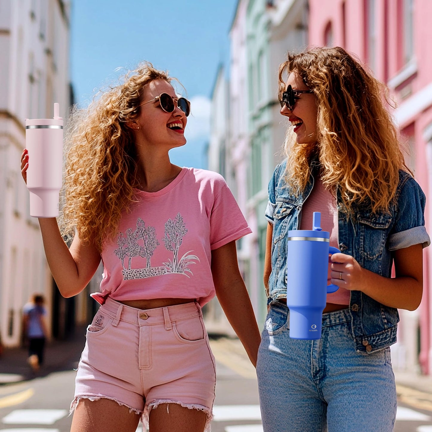 32 oz Tumbler with Handle and Straw: Stainless Steel Insulated Tumbler Keeps Cold for 24 Hours, Leakproof Travel Cup Fits in Cup Holder and BPA-Free, Aquamarine Blue