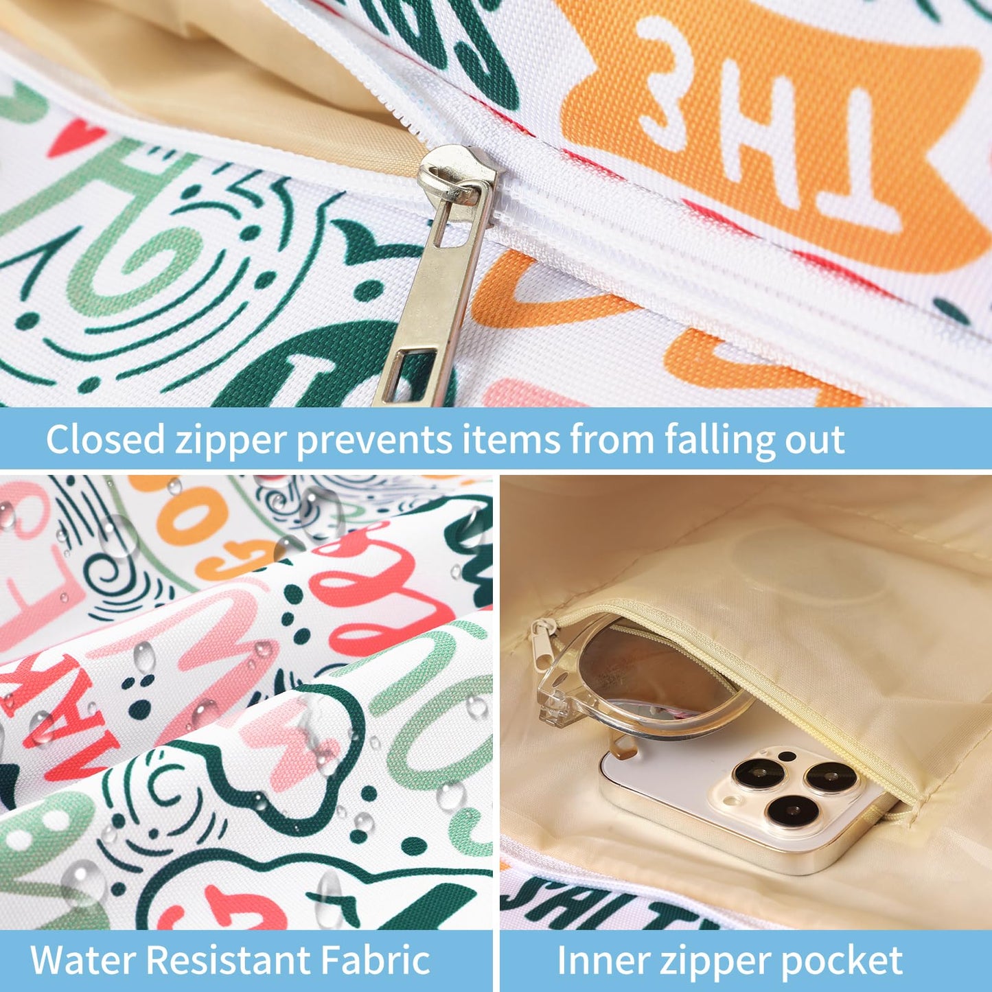 Beach Bags for Women - Large Beach Tote Bag, Women Sandproof Pool Bag for Pool Gym Grocery Travel