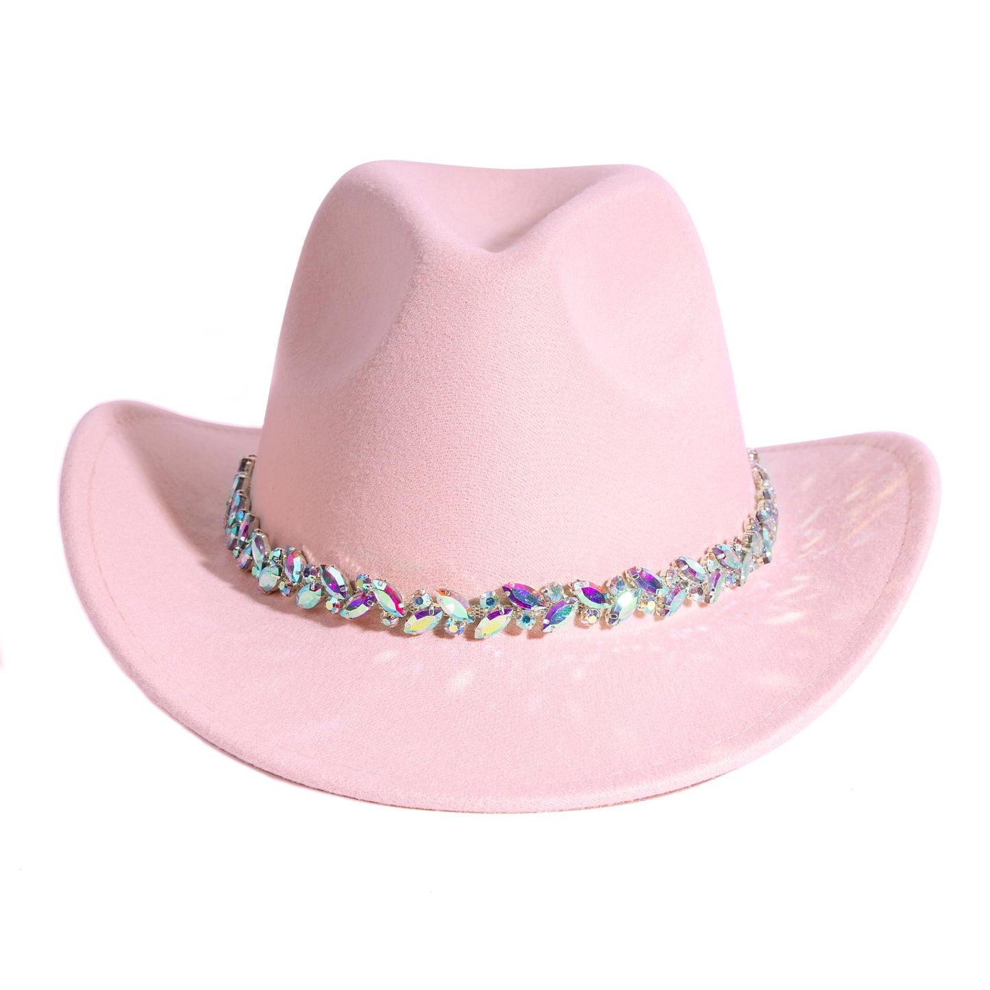 Women Rhinestone Cowboy Hat Wide Brim Felt Cowgirl Hats Shiny Party Wedding Hat
