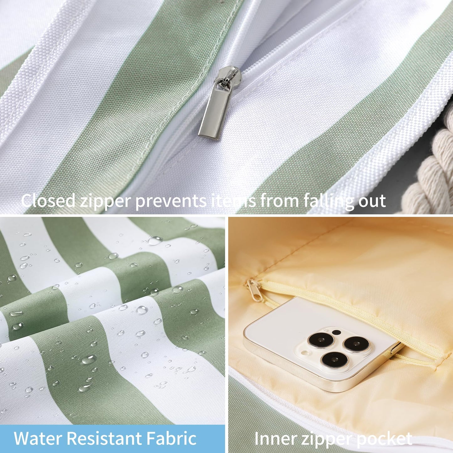 Beach Bags for Women - Large Beach Tote Bag, Women Sandproof Pool Bag for Pool Gym Grocery Travel