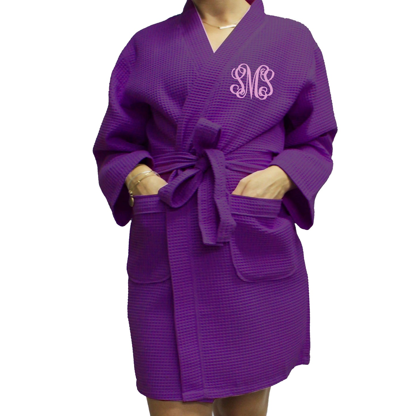 Personalized Waffle Bridesmaid Kimono Robe - Wedding Bridal Party Robes - Women's Bathrobe - Custom Monogrammed
