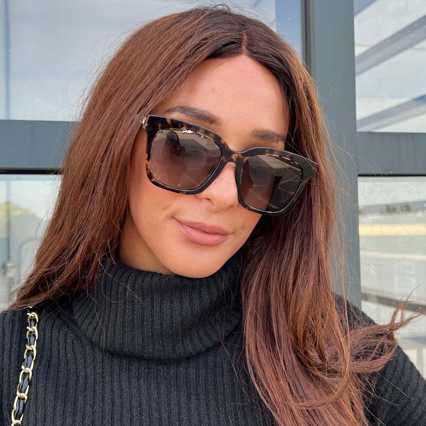 DIFF Bella Designer Square Oversized Sunglasses for Women UV400 Protection, Tortoise frame w/giftable travel case