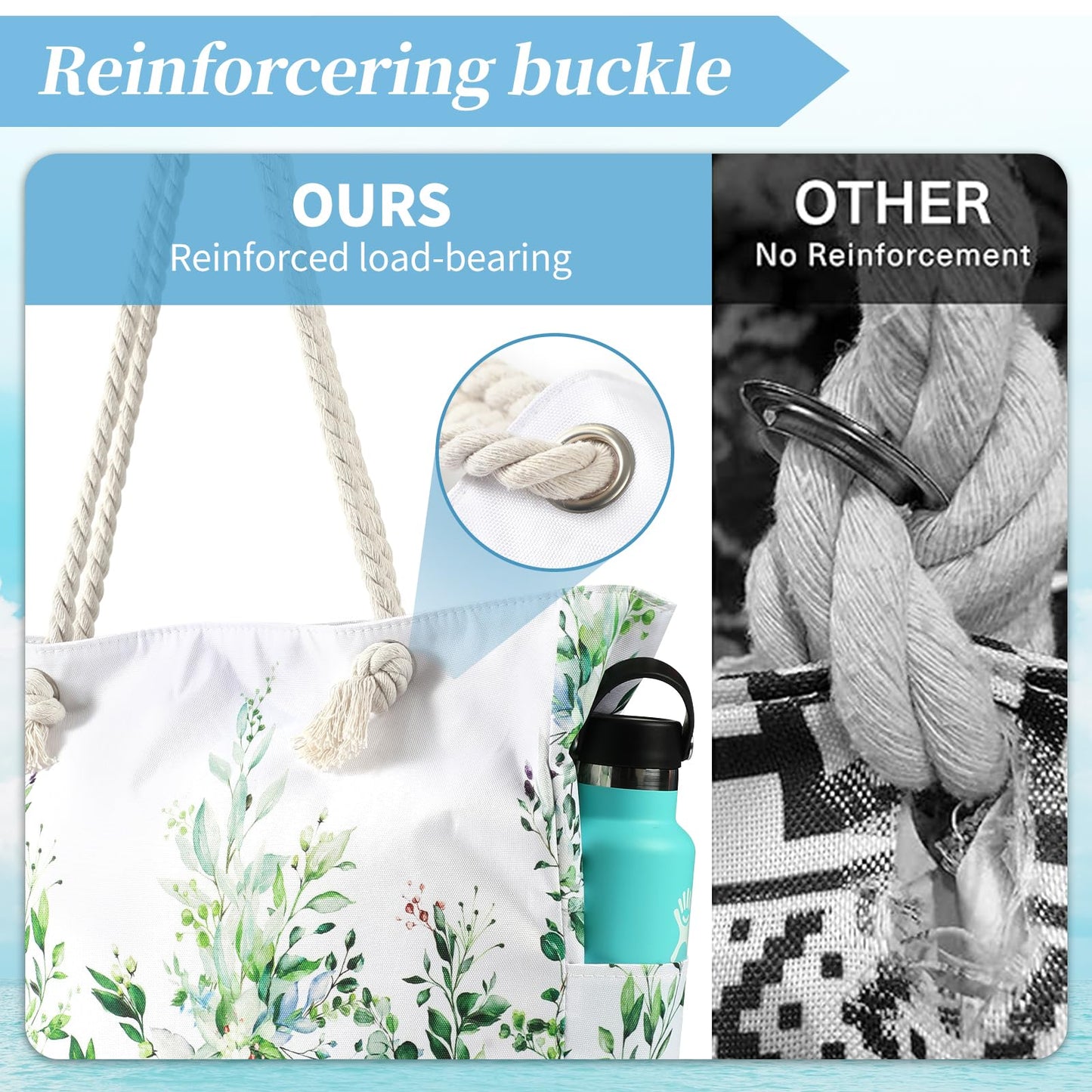 Beach Bags for Women - Large Beach Tote Bag, Women Sandproof Pool Bag for Pool Gym Grocery Travel