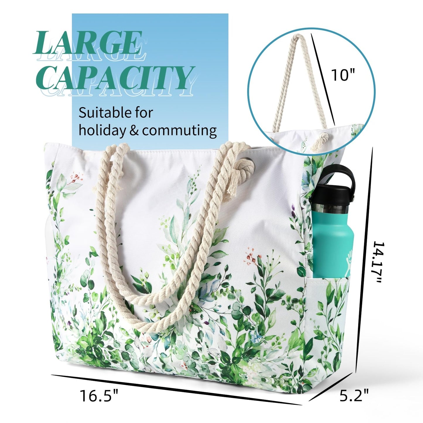 Beach Bags for Women - Large Beach Tote Bag, Women Sandproof Pool Bag for Pool Gym Grocery Travel