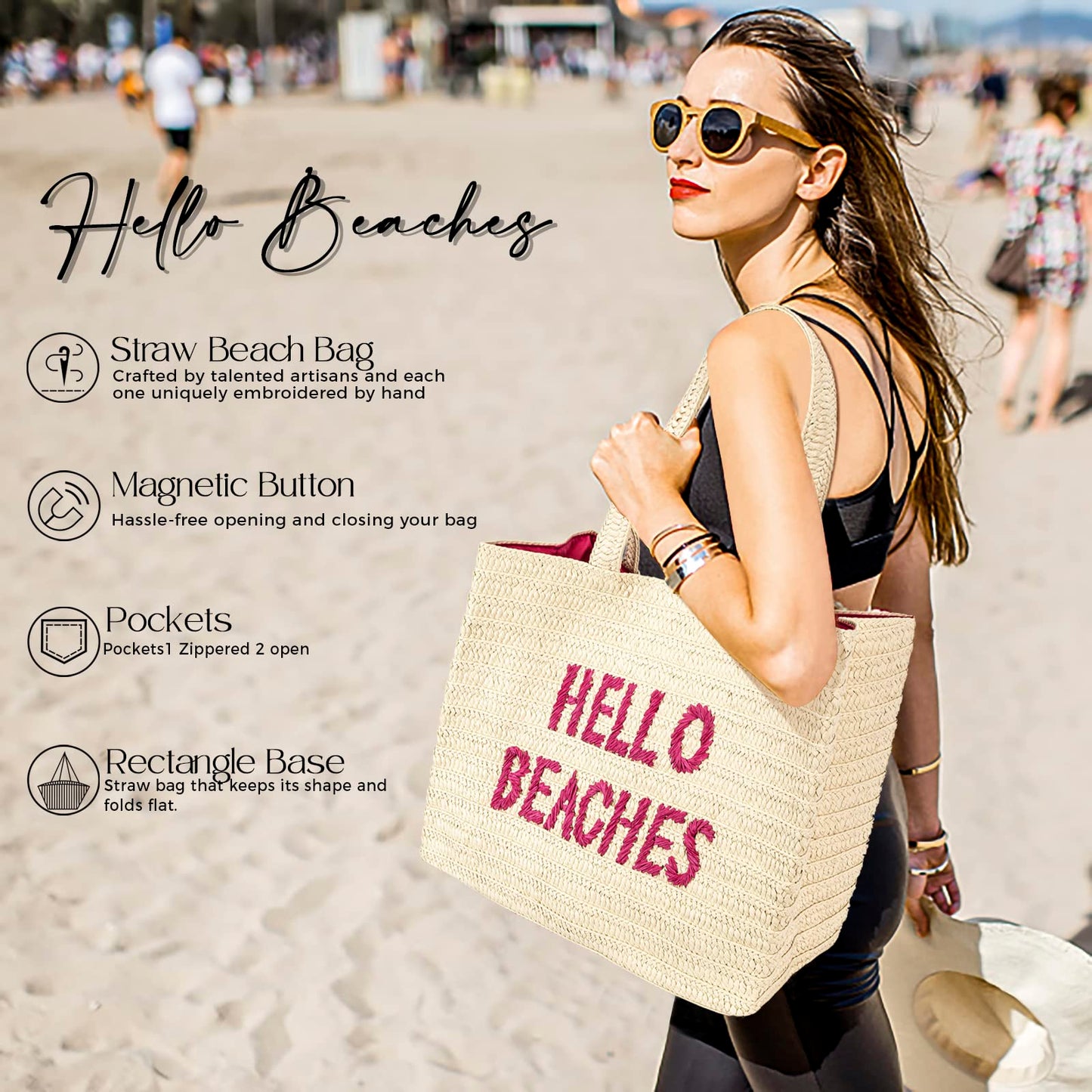 A Packable Beach Bag | The Straw Beach Tote Bag of 2025 | Beach Bags for Women Vacation | Large Beach Bag