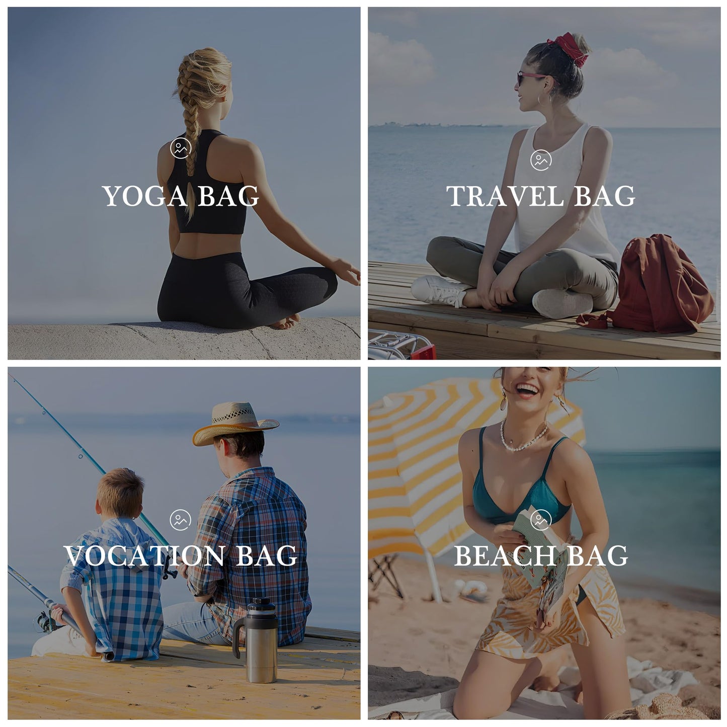 YOOLIFE Initial Canvas Waterproof Beach Tote Bag Zipper Personalized Gifts for Women Her Birthday Travel Beach Essential