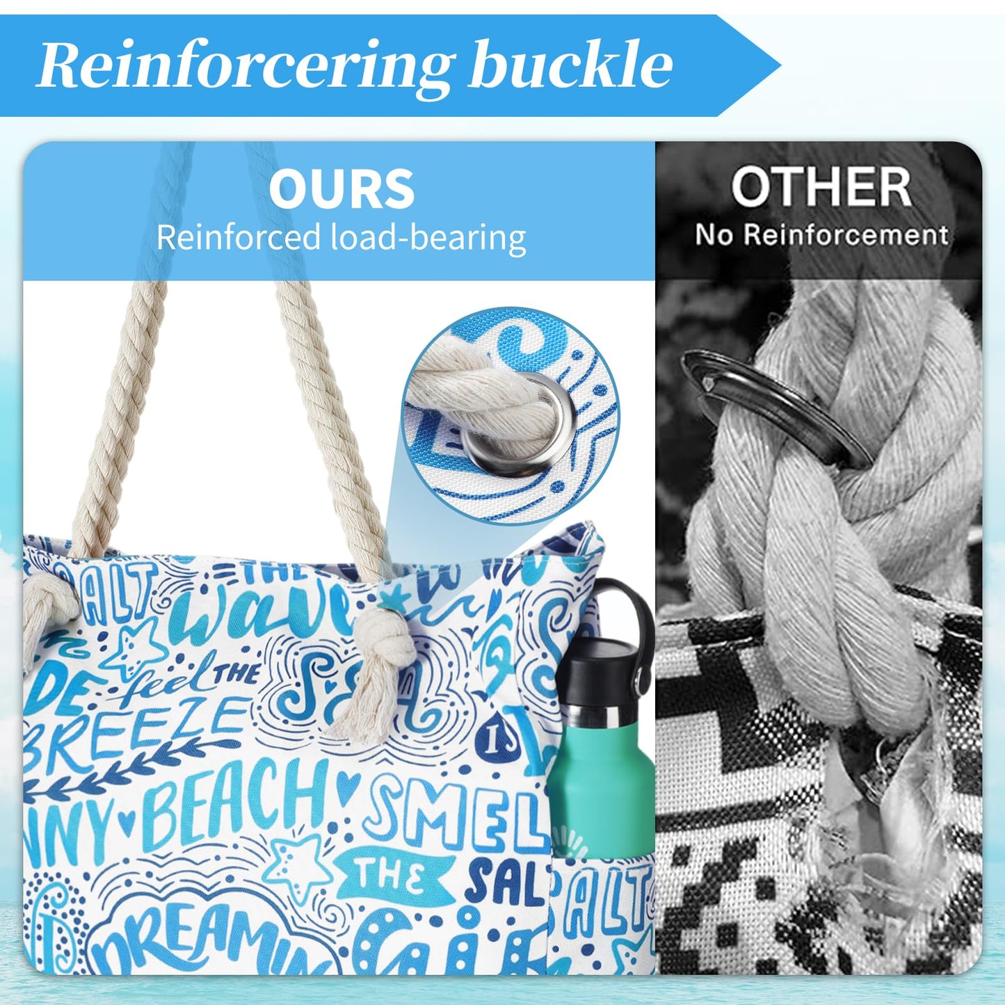 Beach Bags for Women - Large Beach Tote Bag, Women Sandproof Pool Bag for Pool Gym Grocery Travel