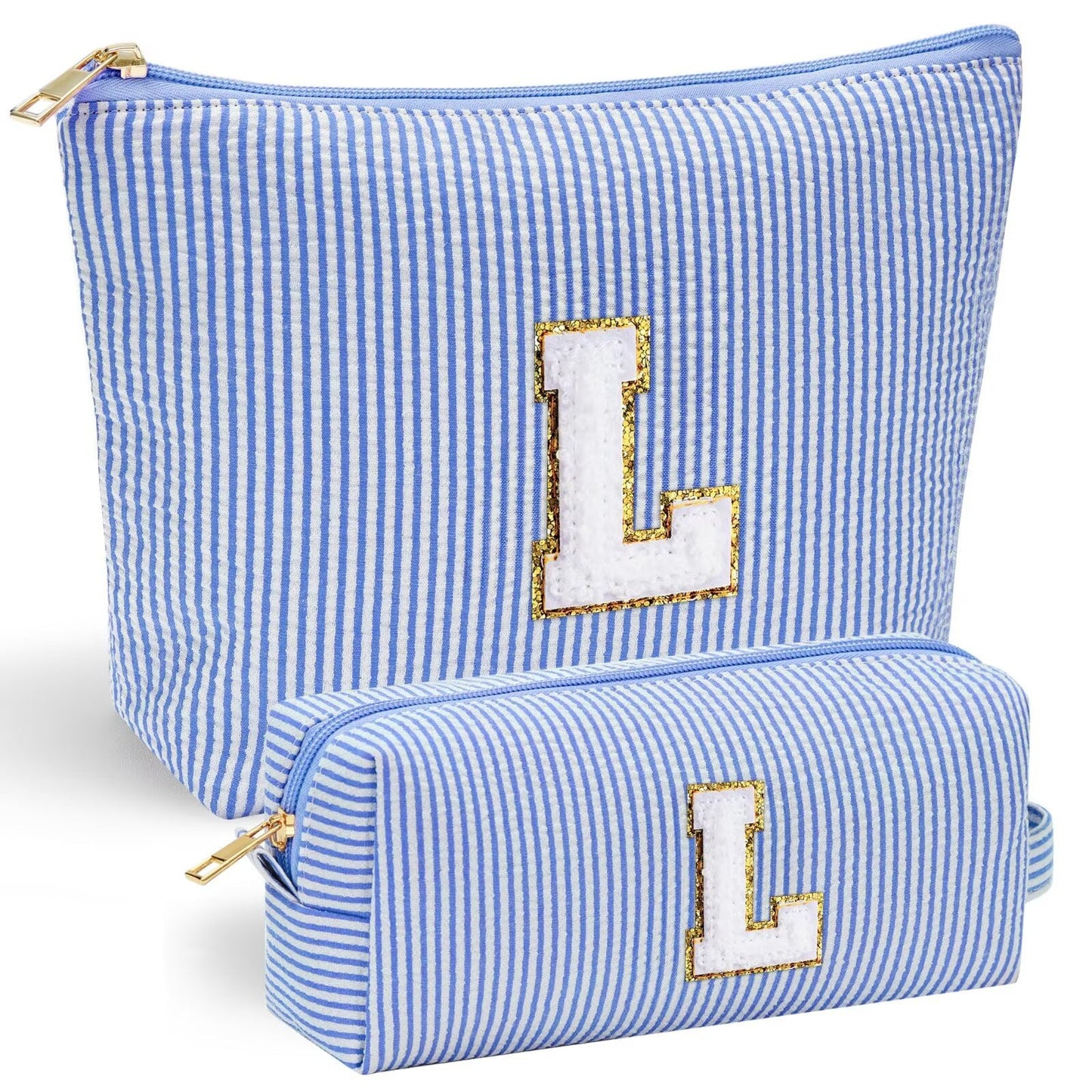 YOOLIFE Personalized Makeup Bag for Women - Monogram Cosmetic Bag Travel Toiletry Bag Brush Holder Birthday Gifts for Women Her Wedding Bridesmaid Friend Sister Teacher Wife Grandma Pink Initial E