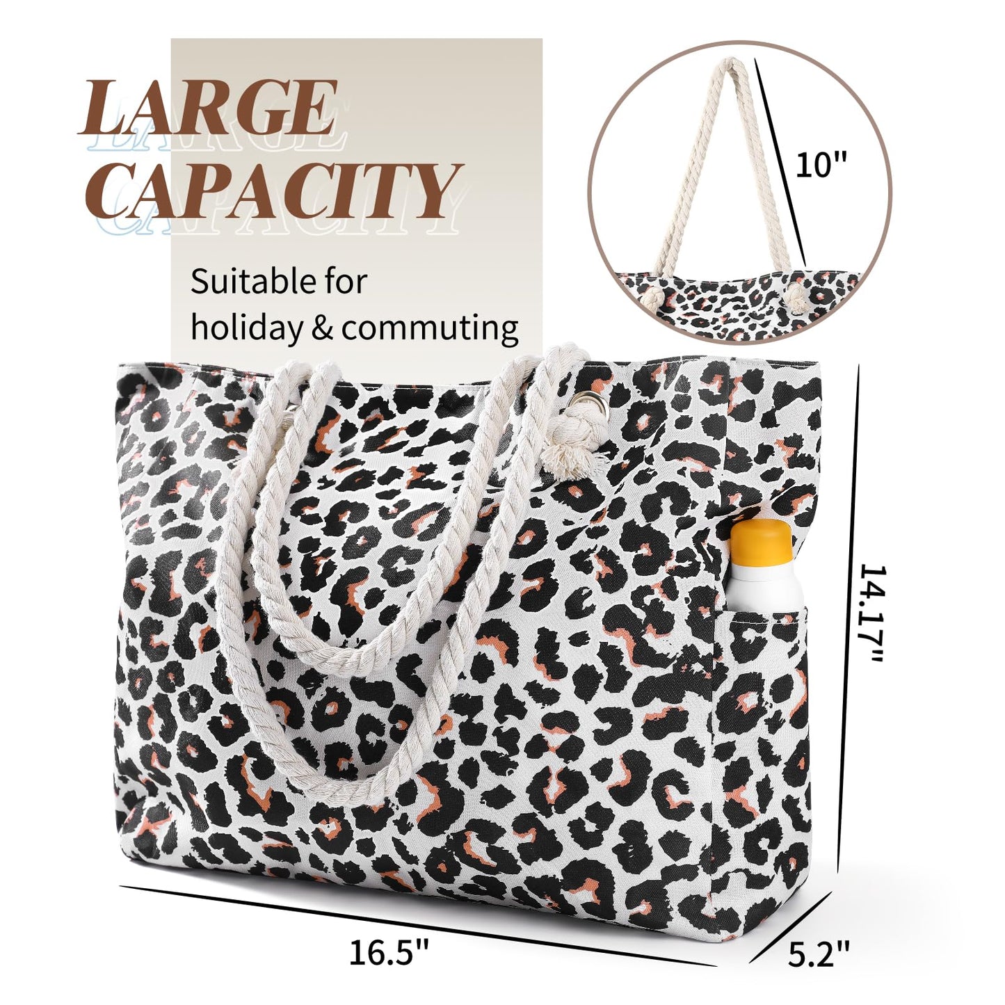 Beach Bags for Women - Large Beach Tote Bag, Women Sandproof Pool Bag for Pool Gym Grocery Travel