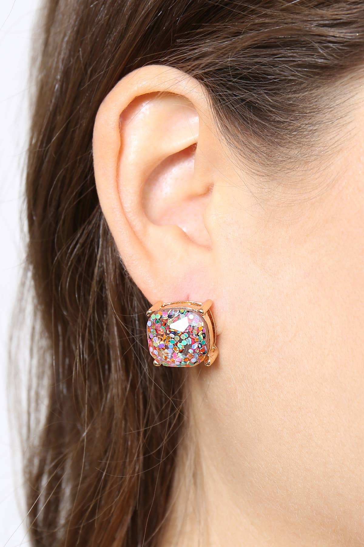 MYS Wholesale Inc - Sparkling Glitter Epoxy Stud Earrings: Gold