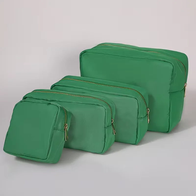 Candy Color DIY Personalized Embroidery Monogram Women Waterproof Toiletry Bag Travel Makeup Bag Nylon Cosmetic Pouch