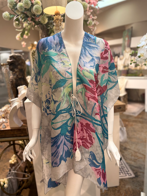 Pretty Persuasions - CP25013 Satin-Feel Kimono Ruana Beach Coverup w/String: 01 Pink