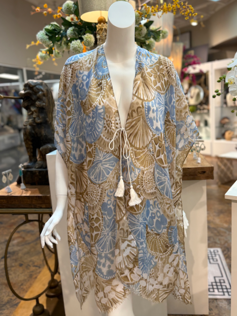 Pretty Persuasions - CP25008 Kimono Ruana Beach Coverup w/String: 03 Blue