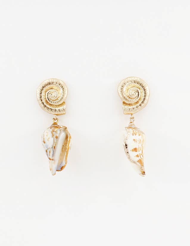 Pretty Persuasions - E25157 Seashell Dangle Earrings: 01 GD