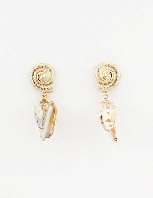 Pretty Persuasions - E25157 Seashell Dangle Earrings: 01 GD