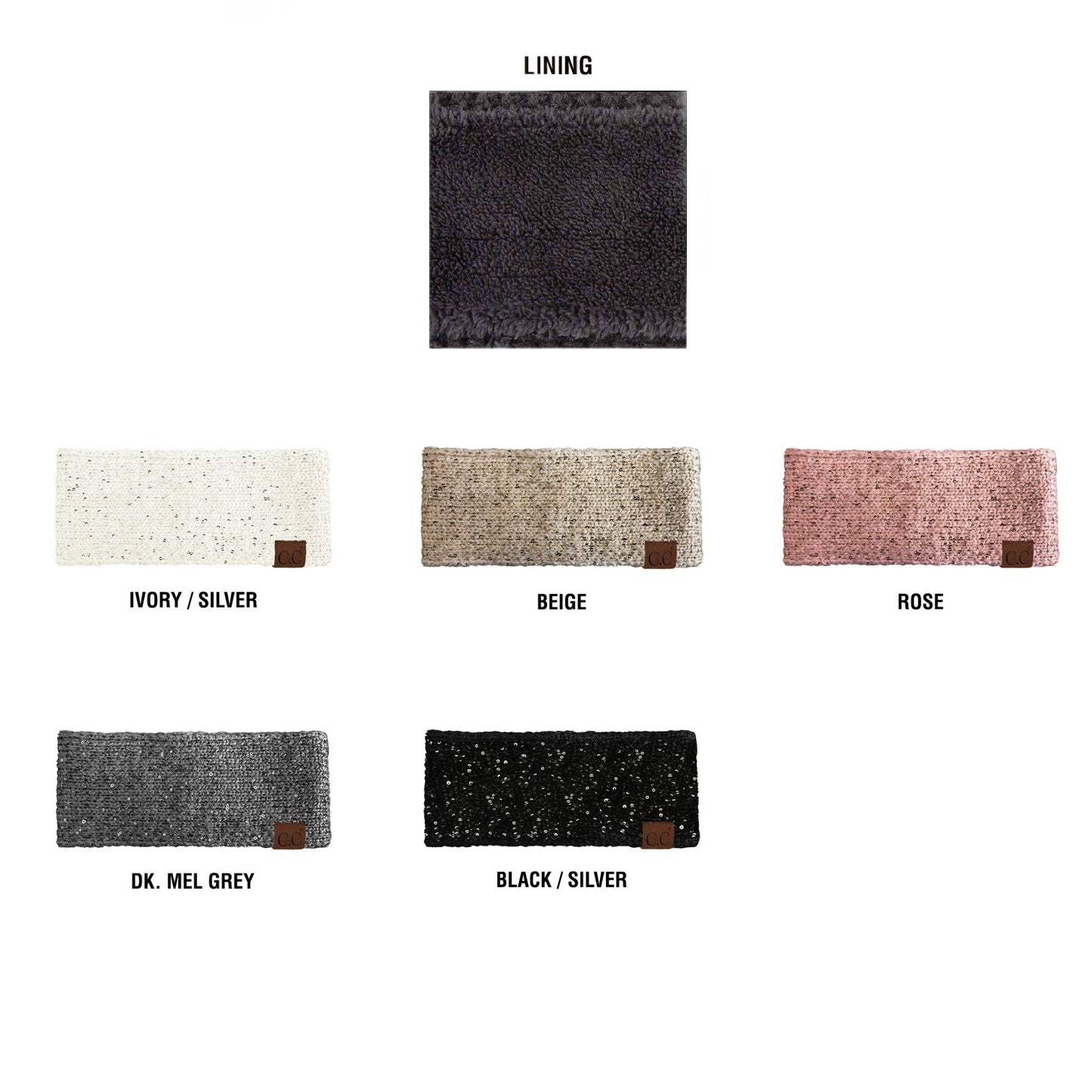 Truly Contagious - CC Sequin Head Wrap ( HWE0034 ): Ivory/Silver