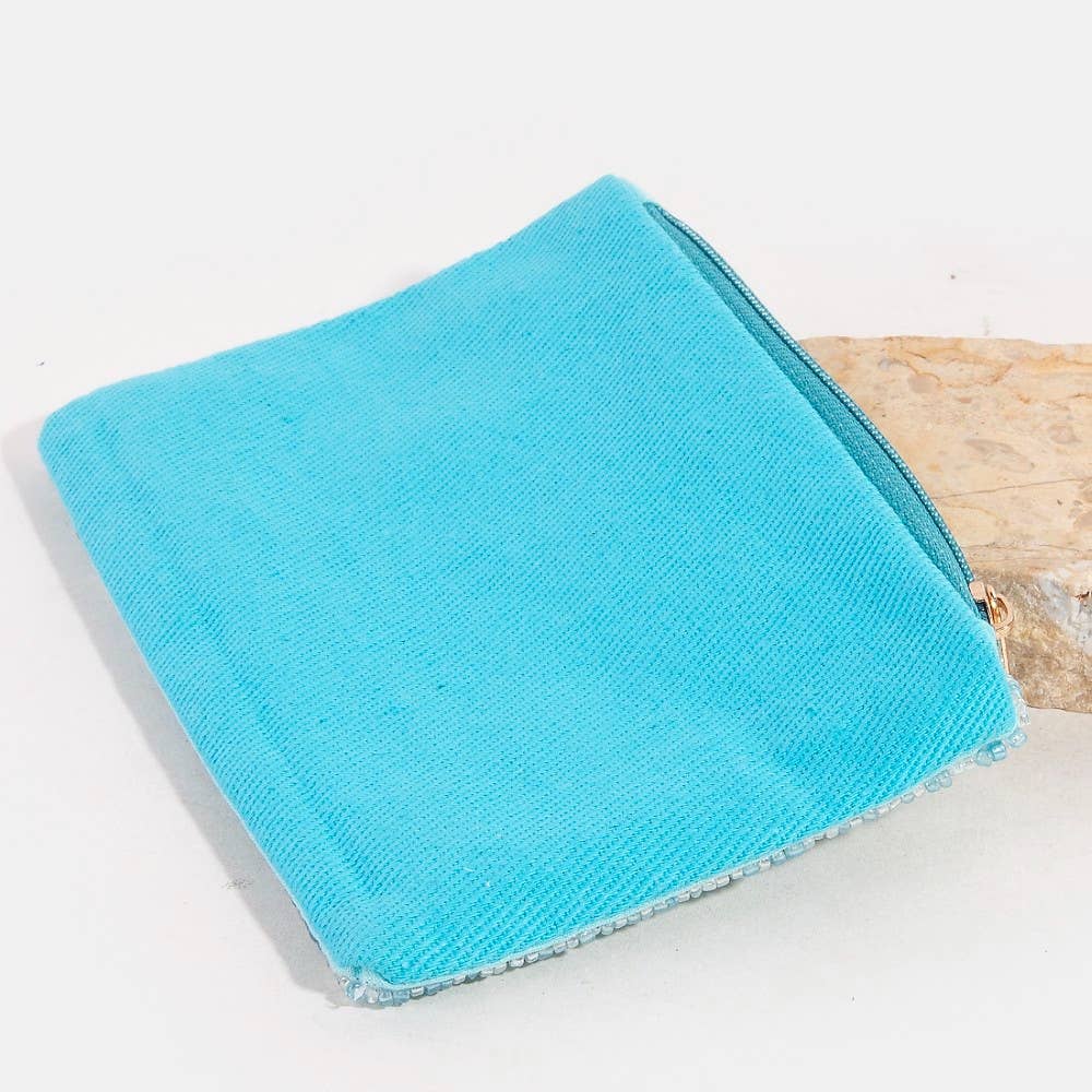 Collections by Fame Accessories - Sunbathing Pool Lady Seed Beaded Coin Purse: MULTI