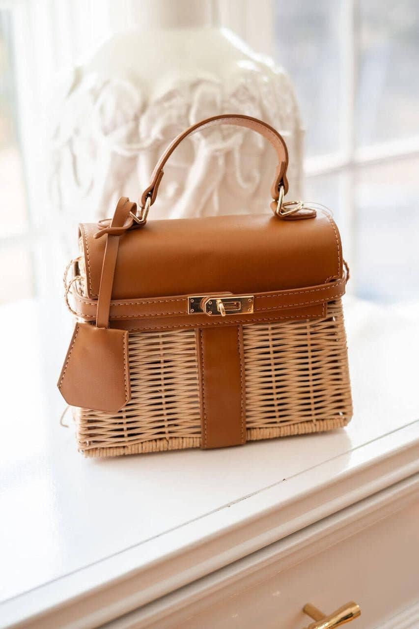 Lisi Lerch - Celine Wicker Handbag: Gold