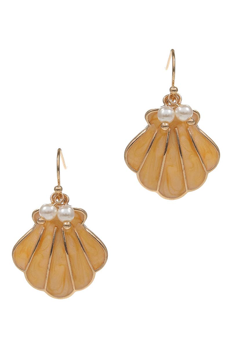 Designature New York - Shell Enamel Pearl Summer Sea Life Hook Earrings: PK / ONE