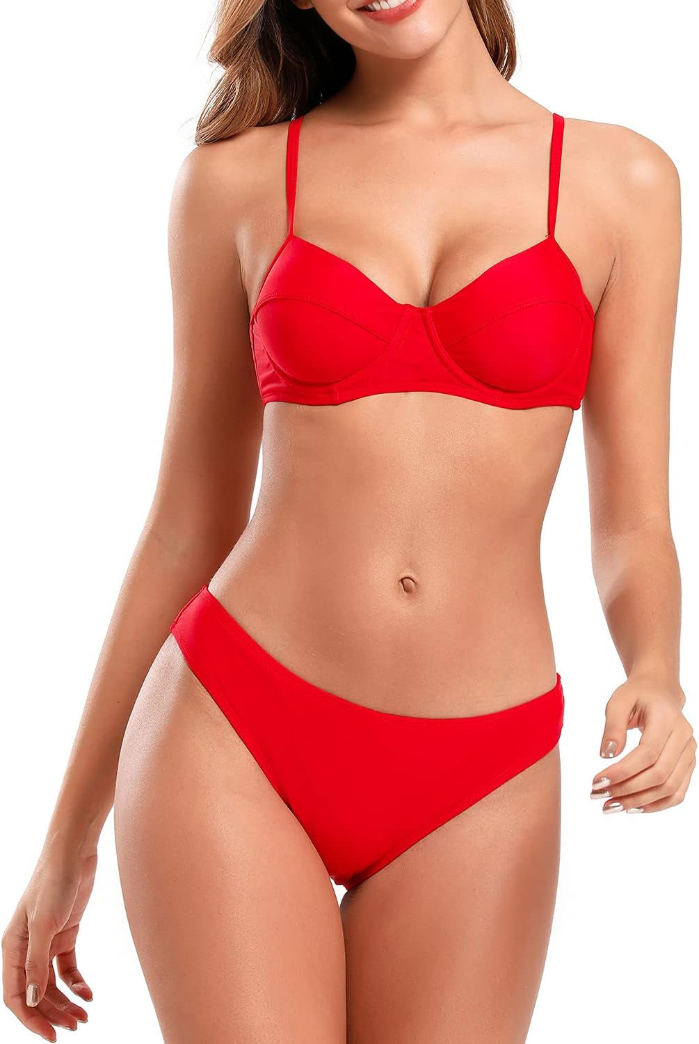 Women'S Push up Underwire Padded Bikini Set High Cut Bathing Suit Two Piece Swimsuits