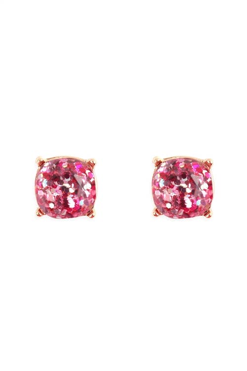 MYS Wholesale Inc - Sparkling Glitter Epoxy Stud Earrings - Fashion and Elegance: Multicolor