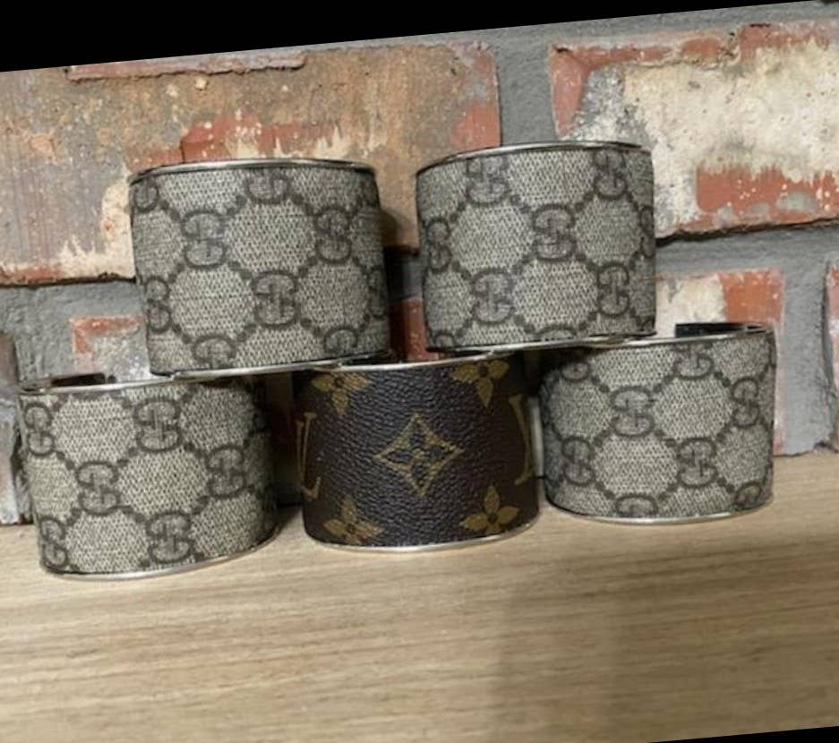 Contagious Couture - Classic Monogram & Gold - Up-Cycled Bangle Cuff