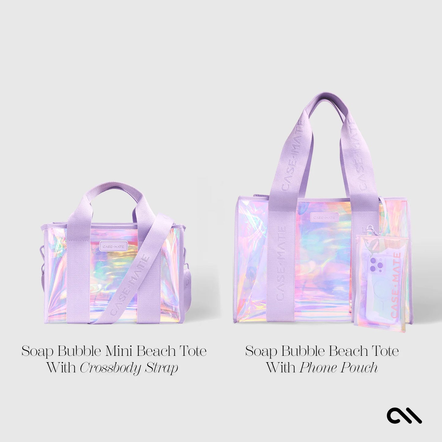 Soap Bubble 26L Large Beach Tote Bag for Women with Phone Pouch and Jacquard Strap [17" X 12" X 8"] - Iridescent