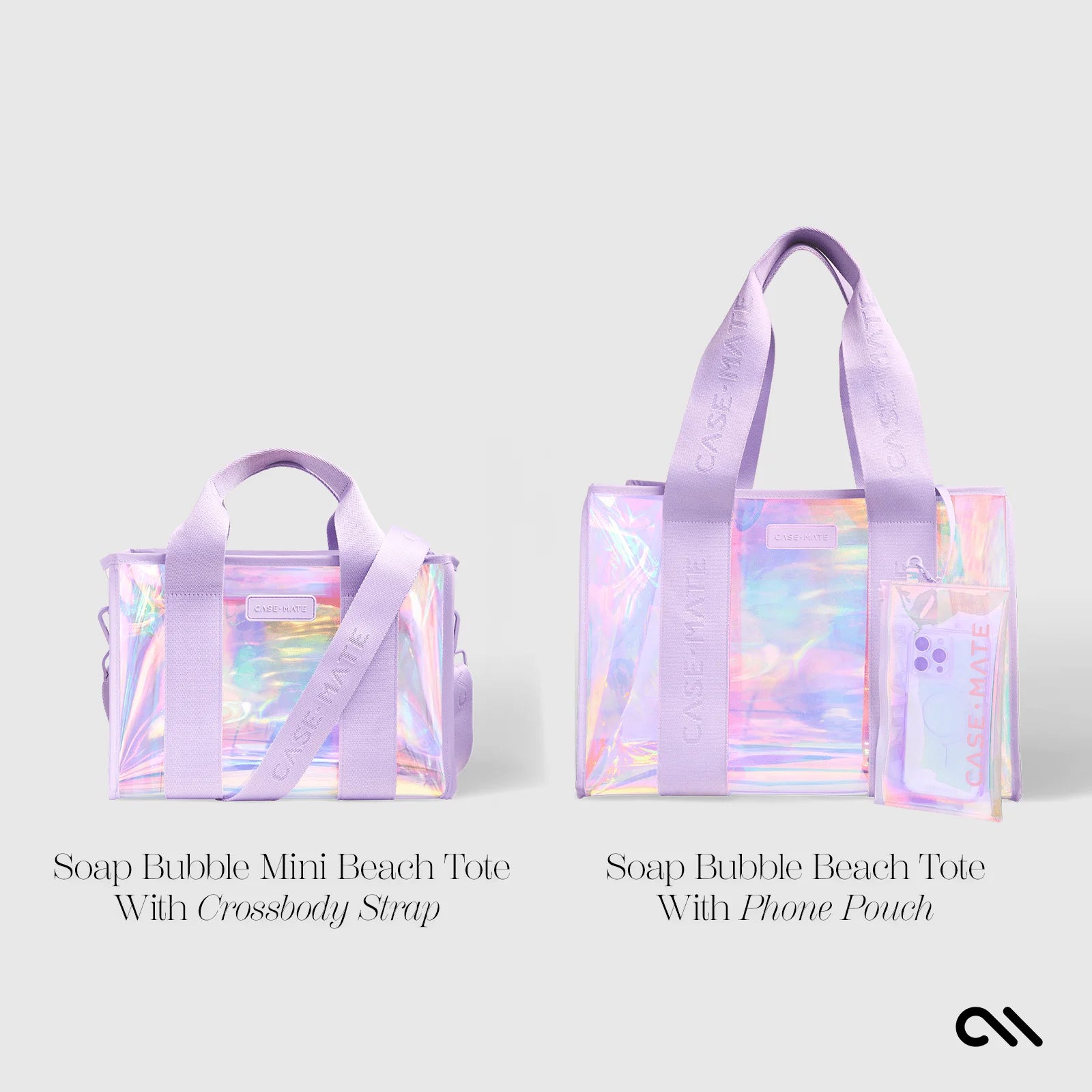 Soap Bubble 26L Large Beach Tote Bag for Women with Phone Pouch and Jacquard Strap [17" X 12" X 8"] - Iridescent