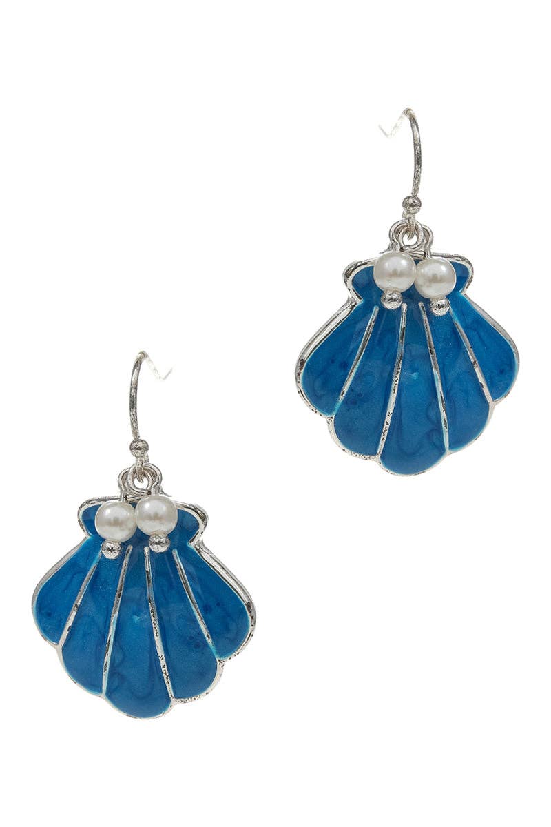 Designature New York - Shell Enamel Pearl Summer Sea Life Hook Earrings: PK / ONE
